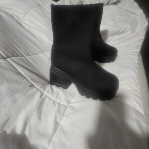 Black Chunky Platform Sock Boot